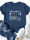 Power Up Your Classroom Style: Essence Battery Life Graphic T-Shirt for Teachers