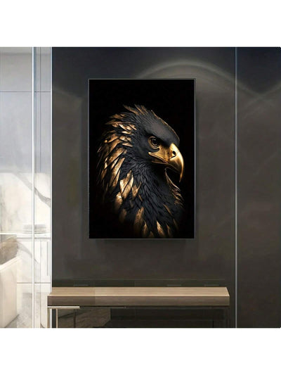 Majestic Eagles Canvas Art: Stunning Black and Golden Eagle Wall Decor for Modern Spaces