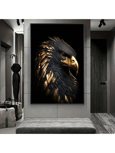 Majestic Eagles Canvas Art: Stunning Black and Golden Eagle Wall Decor for Modern Spaces