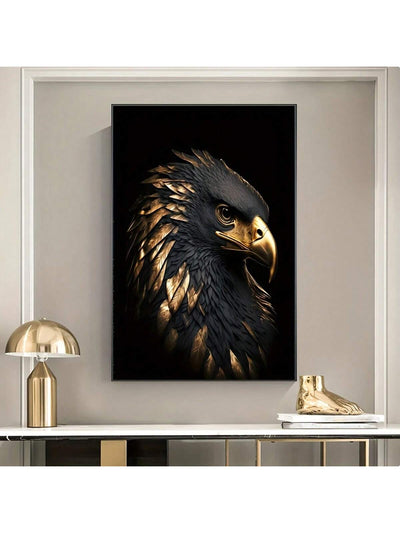 Majestic Eagles Canvas Art: Stunning Black and Golden Eagle Wall Decor for Modern Spaces