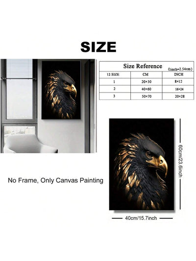 Majestic Eagles Canvas Art: Stunning Black and Golden Eagle Wall Decor for Modern Spaces