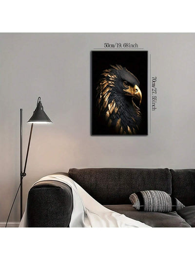 Majestic Eagles Canvas Art: Stunning Black and Golden Eagle Wall Decor for Modern Spaces