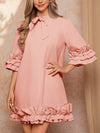 Elegant Tiered Ruffle Hem Tie Collar Dress for Women