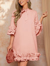 Elegant Tiered Ruffle Hem Tie Collar Dress for Women