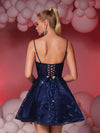 Elegant Navy Blue Corset with Embellished Mini Skirt – Perfect for Graduation and Party Events