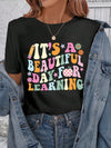 Casual Summer Tee for Teachers: Simple Pattern Round Neck T-Shirt