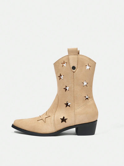 Chic Starry Nights: Women's Mid-Calf Pointed-Toe Boots for Everyday Elegance