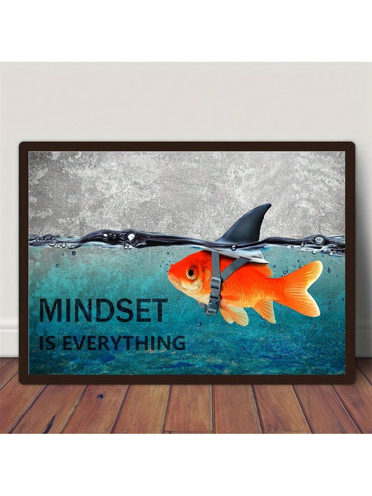 Blue and Goldfish Shark Canvas Wall Art: Inspiring Quotes for Home and Office Decor