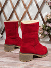 Cozy Chic: Women's 2-in-1 Mid-Calf Faux Leather Snow Boots with Chunky Heel and Fur Lining