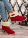 Cozy Chic: Women's 2-in-1 Mid-Calf Faux Leather Snow Boots with Chunky Heel and Fur Lining