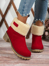 Cozy Chic: Women's 2-in-1 Mid-Calf Faux Leather Snow Boots with Chunky Heel and Fur Lining