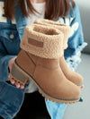 Cozy Chic: Women's 2-in-1 Mid-Calf Faux Leather Snow Boots with Chunky Heel and Fur Lining