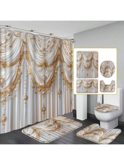 Sun and Ocean Modern Art Bathroom Shower Curtain Set with Accessories