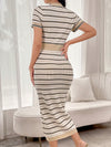 Chic Spring/Summer Color Block Striped Sweater Dress for Effortless Style