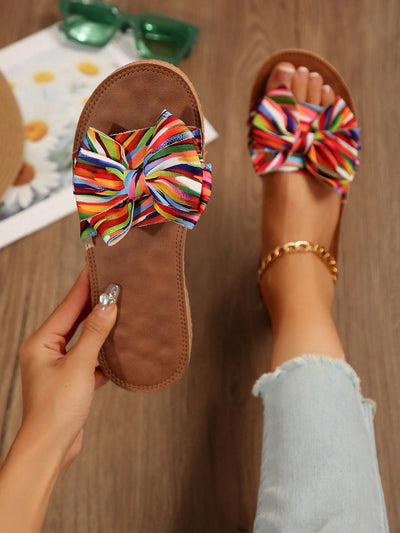 Rainbow Bowknot Massage Bottom Beach Sandals: Feel Comfortable and Stylish