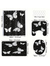 Whimsical White Butterfly 4-Piece Shower Curtain Set - Transform Your Bathroom with 3D Digital Printing