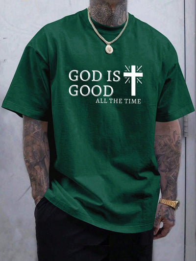 Summer Essential with Men's Casual Cross Slogan Print T-Shirt