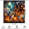 Spooky Halloween Bathroom Set: Pumpkin Ghost Shower Curtain and Magic Hat Decor