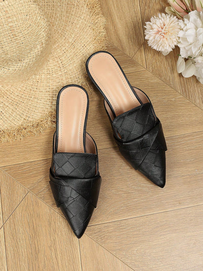 Summer Chic: Women's Soft Pointed Toe Slip-On Mules with Thick Heel