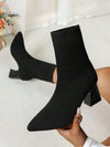 Chic Striped Elastic Ankle Boots with Elegant Crystal Heels - Western Cowgirl Style in Apricot