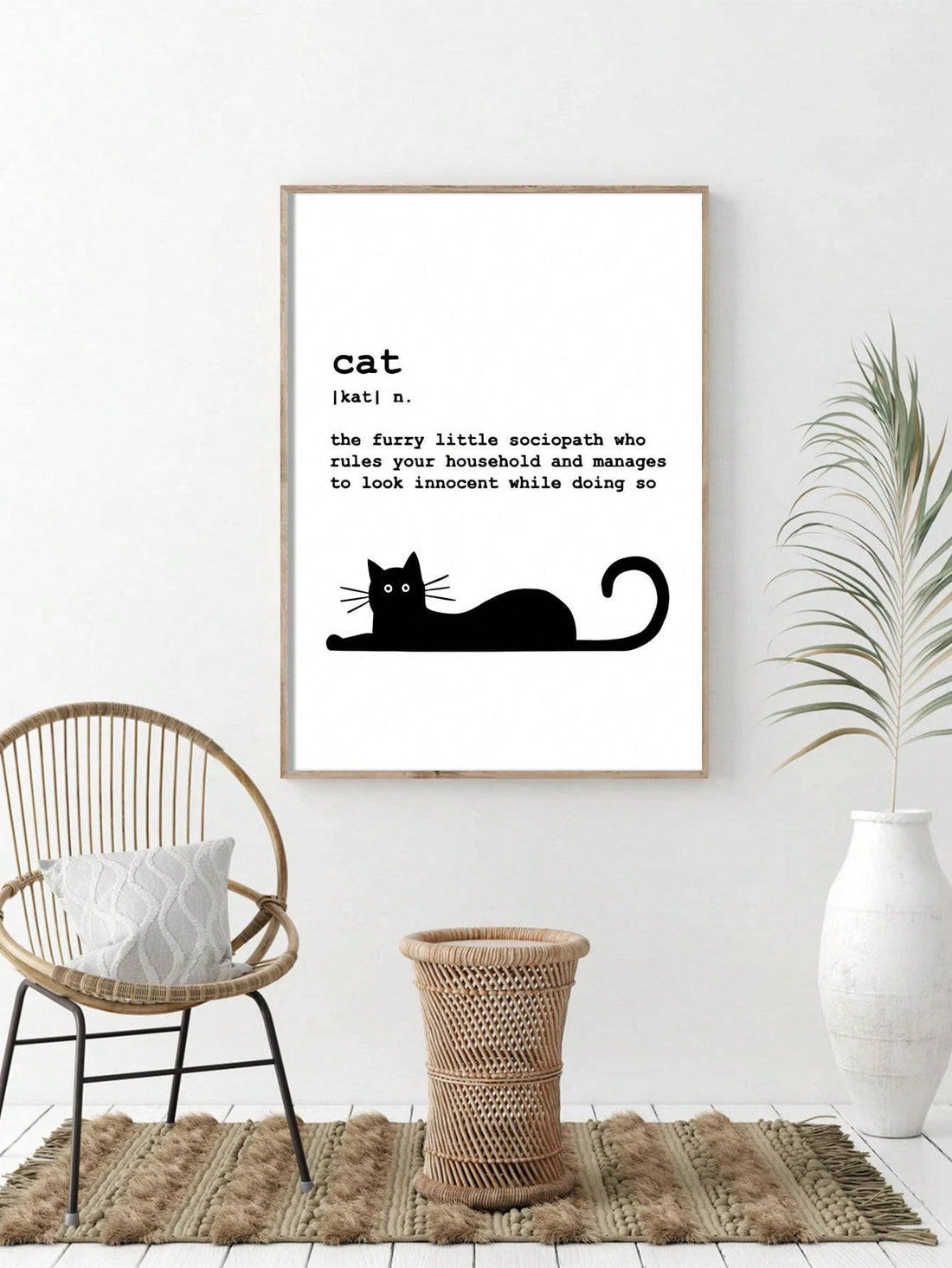 Add a touch of whimsy to your home or office with our Whimsical Cat Canvas Poster. This fun wall art is sure to bring a smile to your face and brighten up any room. Made with high-quality materials, it's the perfect addition to your decor.