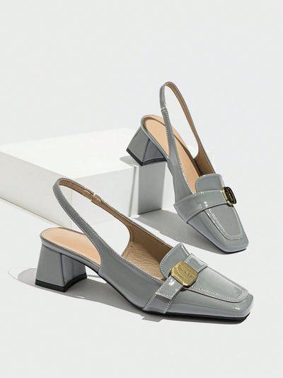 Chic Vintage French Style Peep-Toe High Heel Sandals with Chunky Metal Buckle