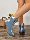 Chic Winter Cross-Strap High Heel Ankle Boots: Colorblock Chunky Heel Dress Boots