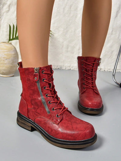 Retro British Style Lace-Up Ankle Boots: Elegant Comfort in Every Step