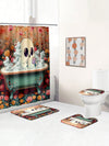 Spooky Ghost Bathroom Shower Curtain Set: Complete Halloween Day of the Dead Decor Package