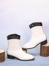 Diamond Dream: Women's White Pointed Toe Wedge Heel Mid-Calf Boots