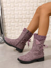 Cozy Chic: Women's Oversized Multicolor Fleece Ankle Boots with Low Heel