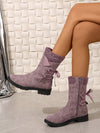 Cozy Chic: Women's Oversized Multicolor Fleece Ankle Boots with Low Heel