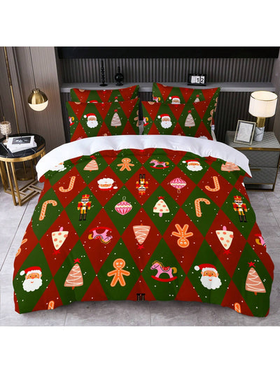 Cute Cartoon Spaceship Duvet Set: Nordic Style Christmas Design for Home and Dorm