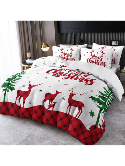 Cute Cartoon Spaceship Duvet Set: Nordic Style Christmas Design for Home and Dorm