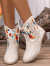 Color Blocked Chunky Heel Short Boots for a Stylish Halloween Party Look