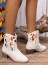 Color Blocked Chunky Heel Short Boots for a Stylish Halloween Party Look