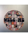 Spooky Elegance: Metal Skull Disco Ball Welcome Sign for Halloween & Holiday Decor