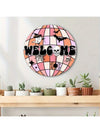 Spooky Elegance: Metal Skull Disco Ball Welcome Sign for Halloween & Holiday Decor