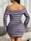 Effortlessly Chic: Off-Shoulder Striped Fitted Mini Dress for Casual Elegance