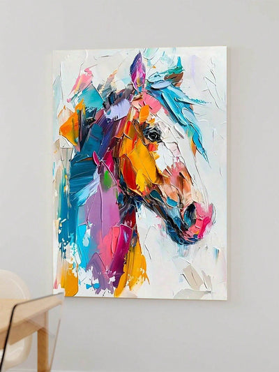 Vibrant Abstract Horse Portrait Canvas Art - Energize Your Space with Colorful Brushstrokes (No Frame)