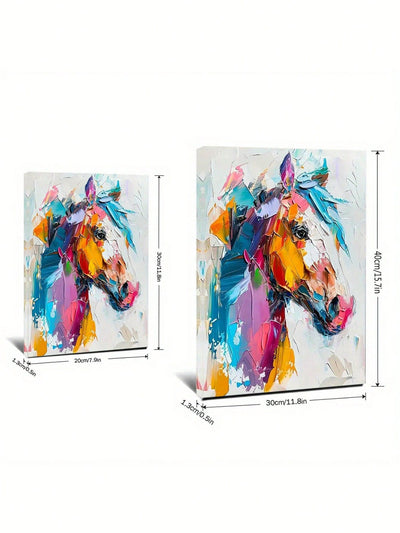 Vibrant Abstract Horse Portrait Canvas Art - Energize Your Space with Colorful Brushstrokes (No Frame)