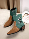 Vintage Western Style Embroidered Mid-Calf Boots for Women - Autumn/Winter Collection