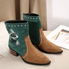 Vintage Western Style Embroidered Mid-Calf Boots for Women - Autumn/Winter Collection