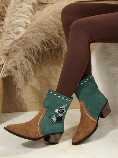 Vintage Western Style Embroidered Mid-Calf Boots for Women - Autumn/Winter Collection