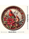 Heartfelt North American Cardinals Round Wooden Door Decor - Cherish Loved Ones in Style