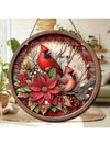 Heartfelt North American Cardinals Round Wooden Door Decor - Cherish Loved Ones in Style