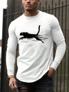 Trendy Men's Leopard Print Casual T-Shirt - Stylish Round Neck & Long Sleeve for Spring/Summer