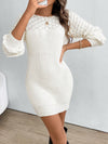 Chic Autumn-Winter Hollow Out Knitted Dress – Embrace French Fashion Elegance