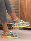 Colorful Comfort: Women's Rainbow Lace-Up Flat Casual Shoes for Halloween Parties