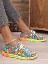 Colorful Comfort: Women's Rainbow Lace-Up Flat Casual Shoes for Halloween Parties